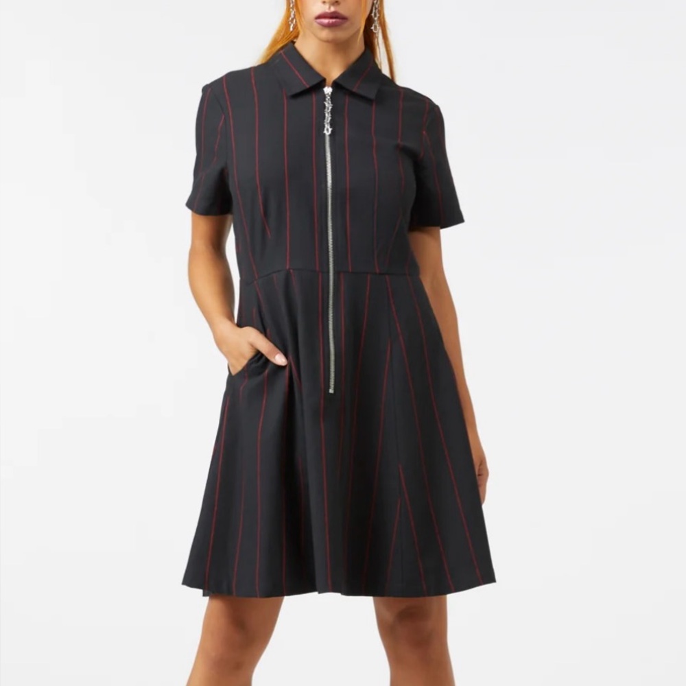 Dangerfield Impossinle Things Pinstripe Gothic Alternative Black & Red Size 8